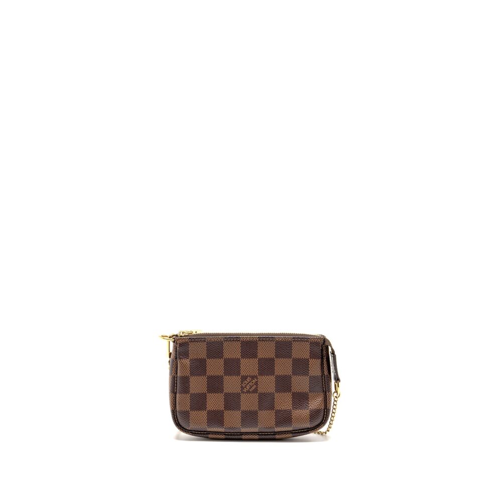AAA Replica Louis Vuitton LV MINI POCHETTE ACCESSORIES DAMIER EBENE CANVAS GHW