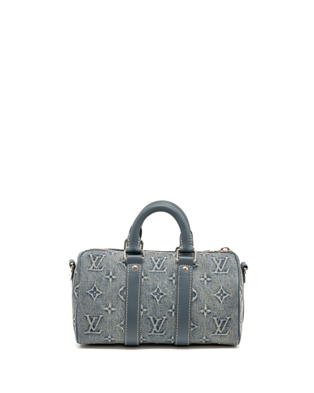 AAA Replica Louis Vuitton LV KEEPALL BANDOULIERE 25 WASHED DENIM CANVAS BLUE SHW