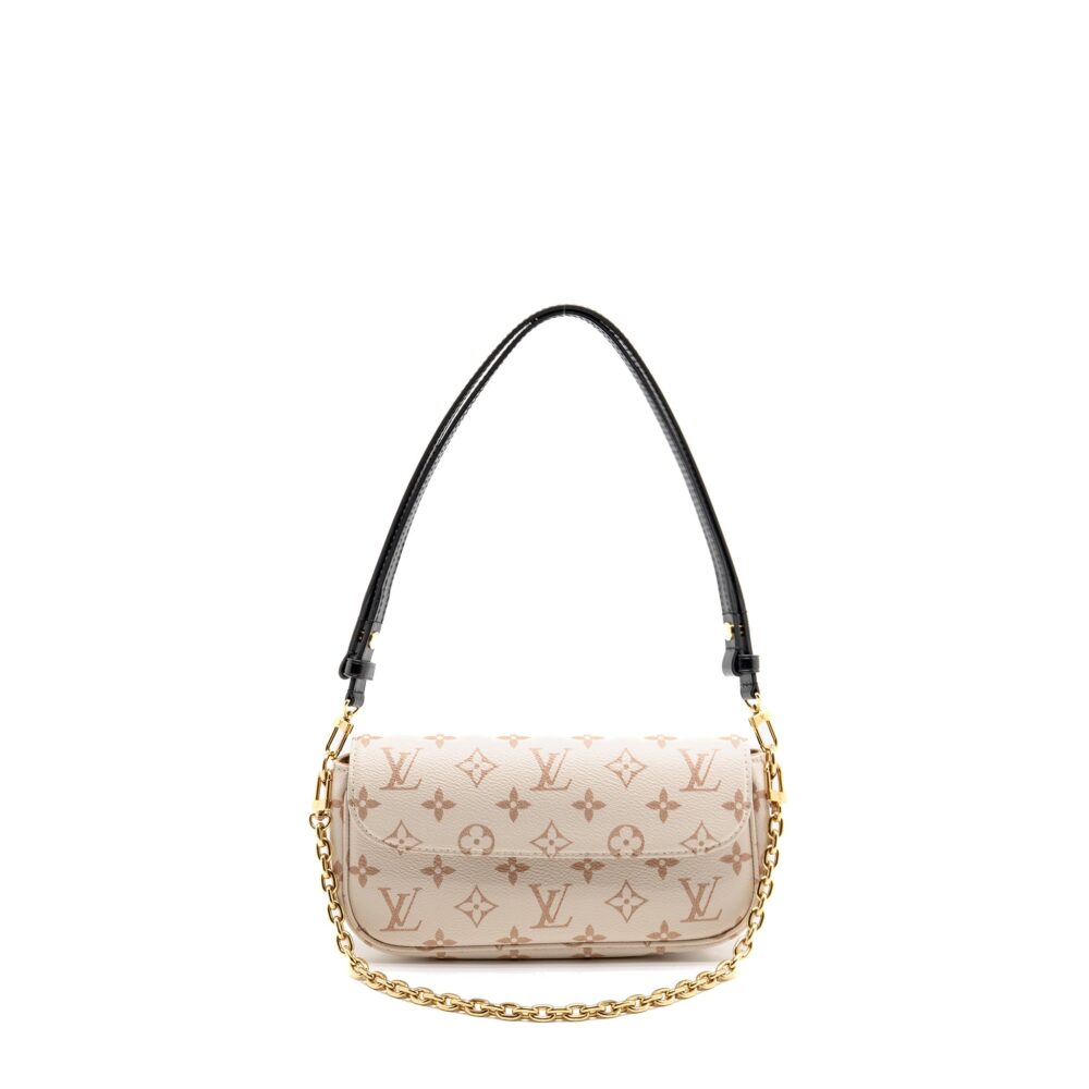 AAA Replica Louis Vuitton LV IVY WALLET ON CHAIN MONOGRAM CANVAS BEIGE/ CREAM GHW