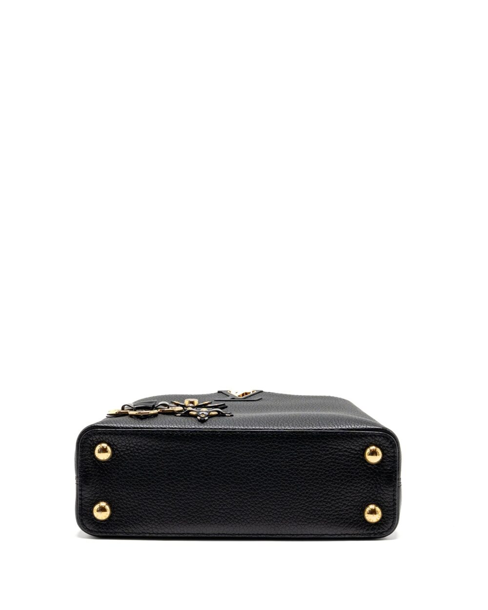 AAA Replica Louis Vuitton LV CAPUCINES BB WITH MONOGRAM FLOWER EMBELLISHMENTS TAURILLON BLACK GHW