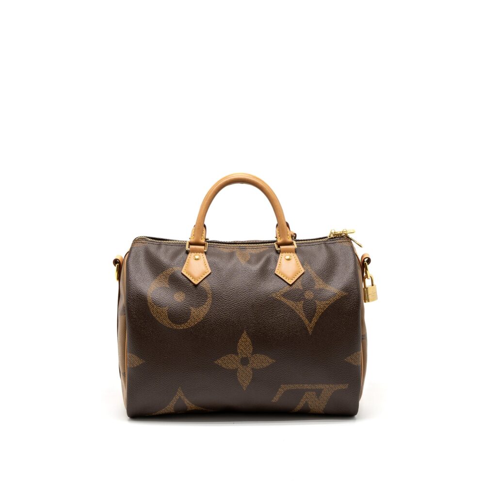 AAA Replica Louis Vuitton LV SPEEDY 30 BANDOULIERE GIANT MONOGRAM REVERSE CANVAS GHW