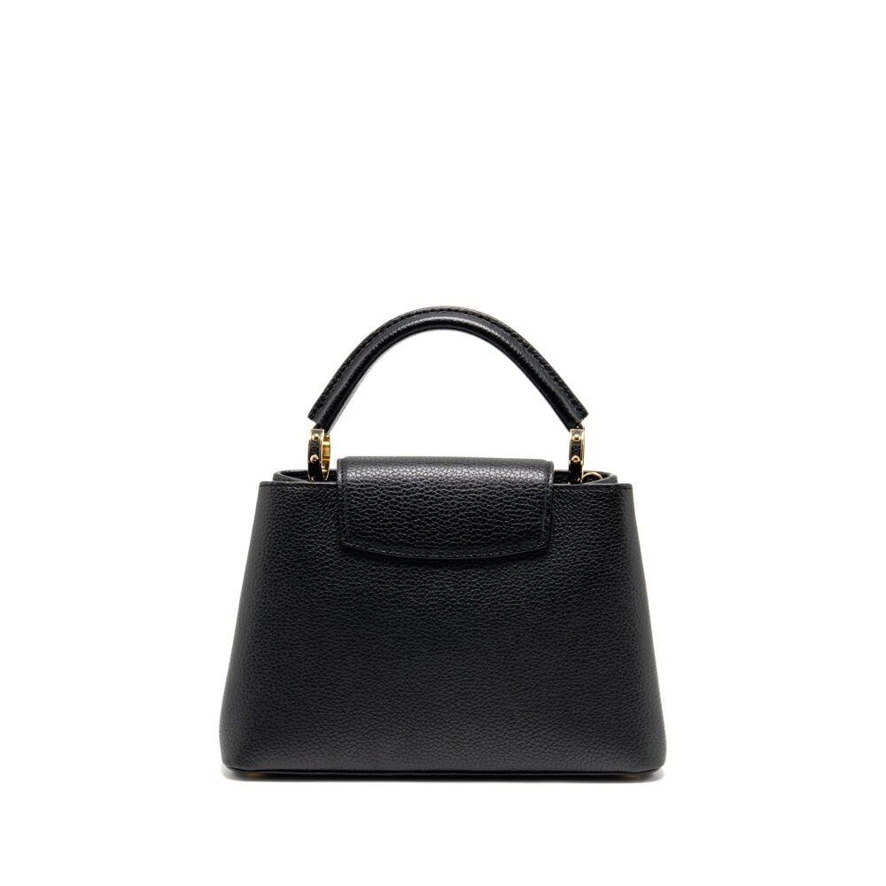 AAA Replica Louis Vuitton LV CAPUCINES BB WITH MONOGRAM FLOWER EMBELLISHMENTS TAURILLON BLACK GHW