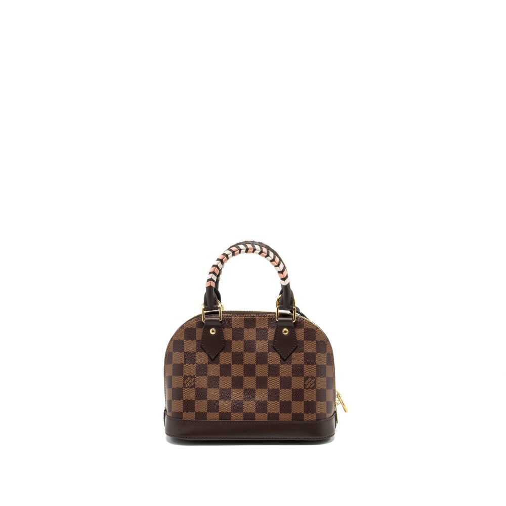 AAA Replica Louis Vuitton LV ALMA BB WITH BRAIDED HANDLES DAMIER EBENE CANVAS GHW
