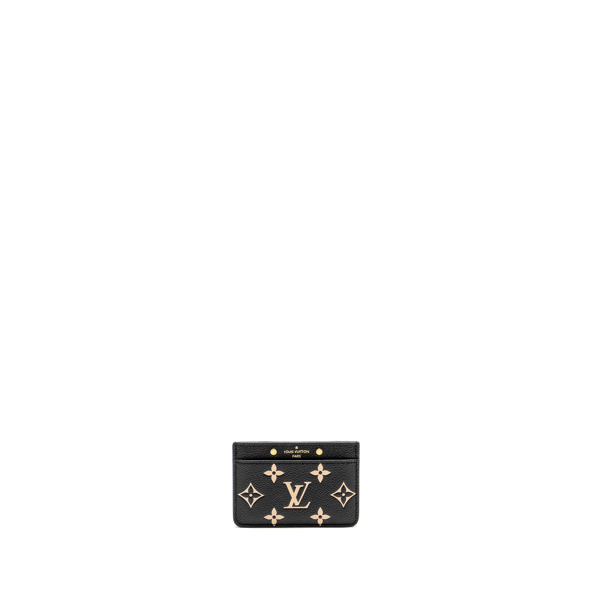 AAA Replica Louis Vuitton LV CARD HOLDER BICOLOUR MONOGRAM EMPREINTE BLACK /BEIGE GHW