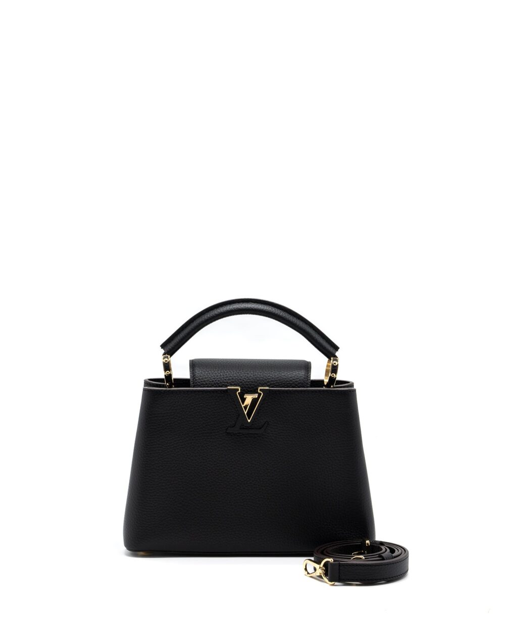 AAA Replica Louis Vuitton LV CAPUCINES BB TAURILLON BLACK GHW(NEW VERSION)