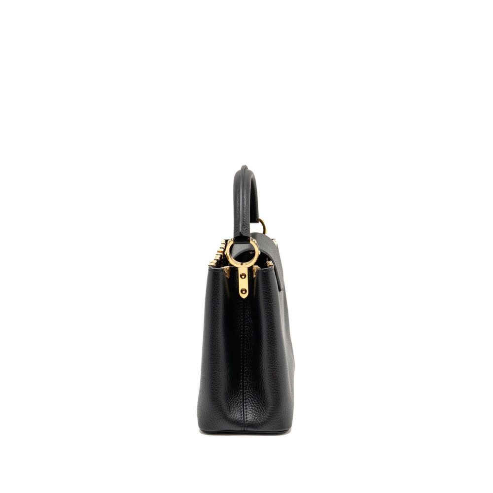 AAA Replica Louis Vuitton LV CAPUCINES MM TAURILLON LEATHER BLACK GHW