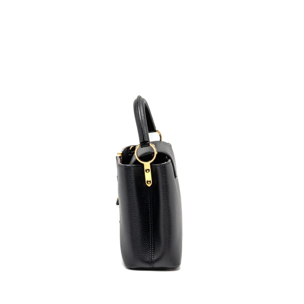 AAA Replica Louis Vuitton LV CAPUCINES BB WITH MONOGRAM FLOWER EMBELLISHMENTS TAURILLON BLACK GHW
