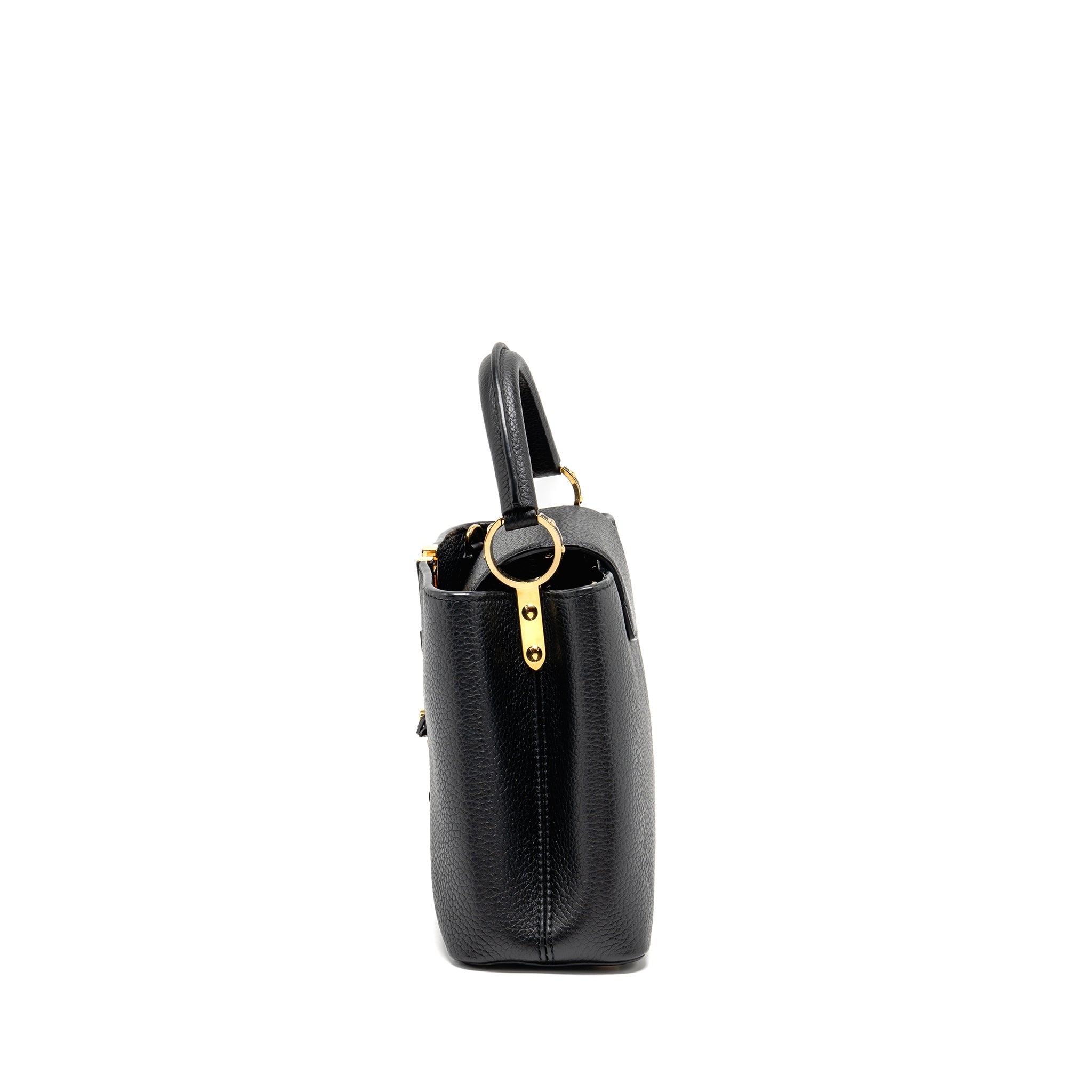 AAA Replica Louis Vuitton LV CAPUCINES BB WITH MONOGRAM FLOWER EMBELLISHMENTS TAURILLON BLACK GHW
