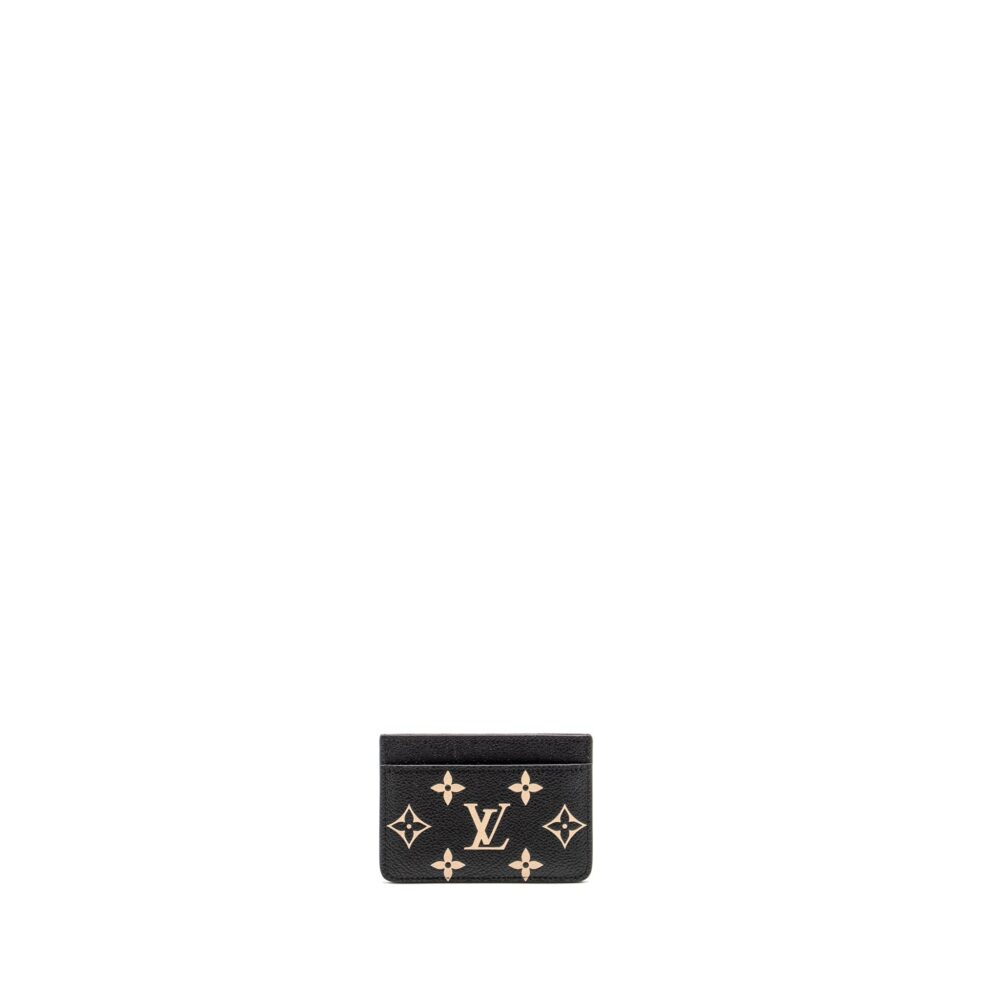 AAA Replica Louis Vuitton LV CARD HOLDER BICOLOUR MONOGRAM EMPREINTE BLACK /BEIGE GHW