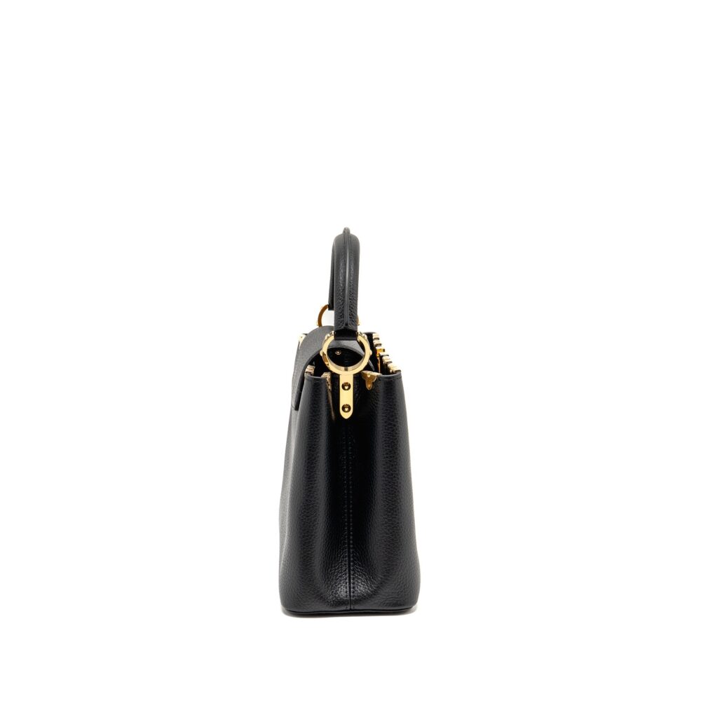 AAA Replica Louis Vuitton LV CAPUCINES MM TAURILLON LEATHER BLACK GHW