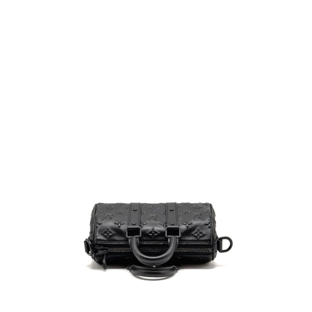 AAA Replica Louis Vuitton LV KEEPALL XS MONOGRAM SEAL COWHIDE LEATHER SO BLACK