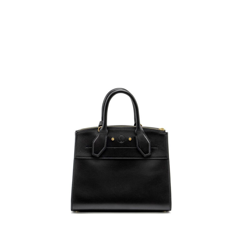 AAA Replica Louis Vuitton LV CITY STEAMER PM GRAINED CALFSKIN BLACK GHW