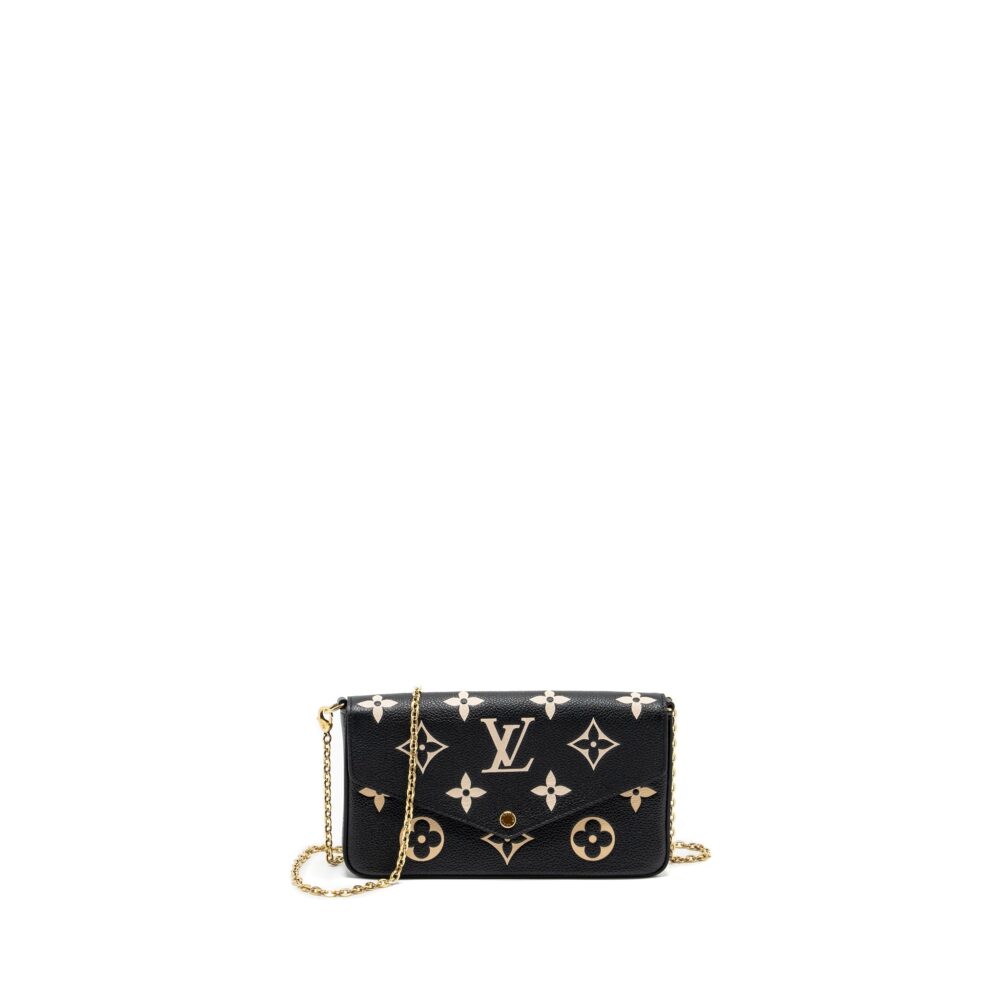AAA Replica Louis Vuitton LV FELICIE POCHETTE MONOGRAM EMPREINTE LEATHER BLACK/BEIGE GHW