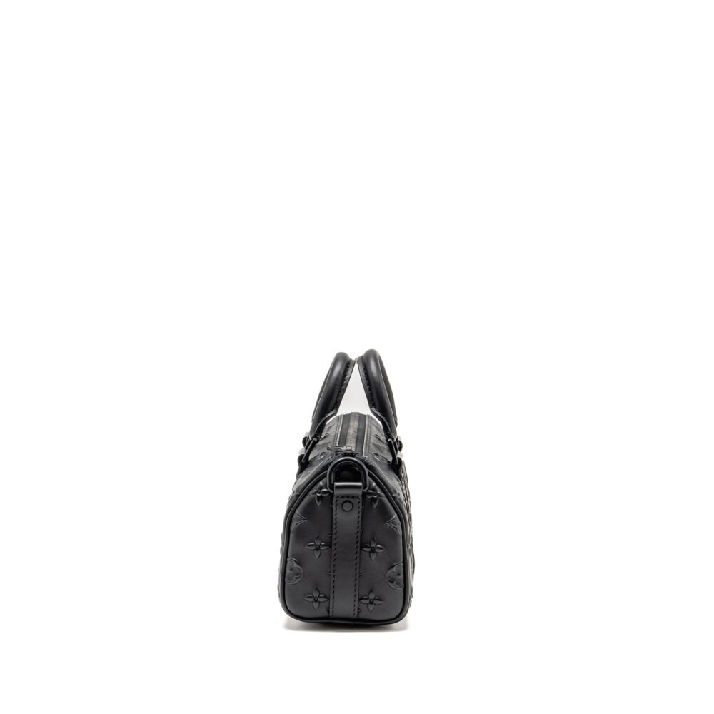 AAA Replica Louis Vuitton LV KEEPALL XS MONOGRAM SEAL COWHIDE LEATHER SO BLACK