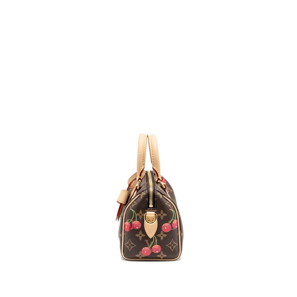 AAA Replica Louis Vuitton LV X TAKASHI MURAKAMI SPEEDY BANDOULIERE 20 MONOGRAM CHERRY COATED CANVAS MULTICOLOURED GHW