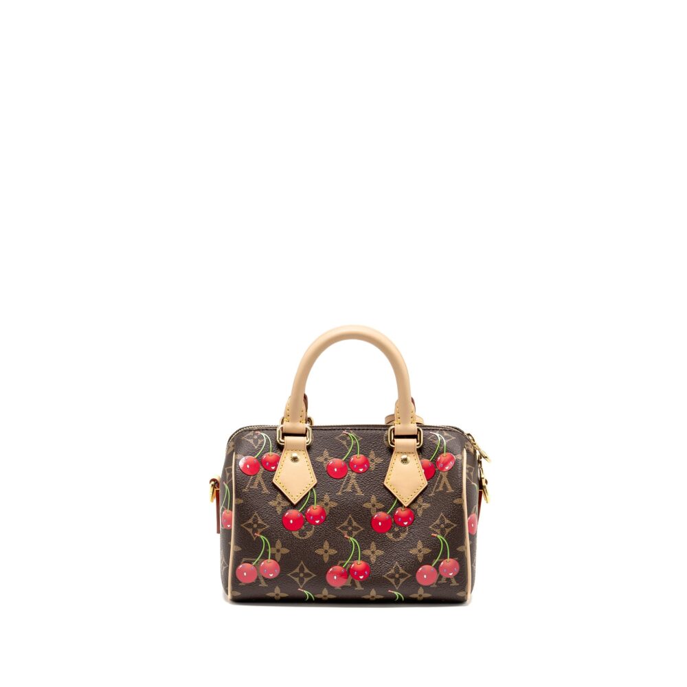 AAA Replica Louis Vuitton LV X TAKASHI MURAKAMI SPEEDY BANDOULIERE 20 MONOGRAM CHERRY COATED CANVAS MULTICOLOURED GHW