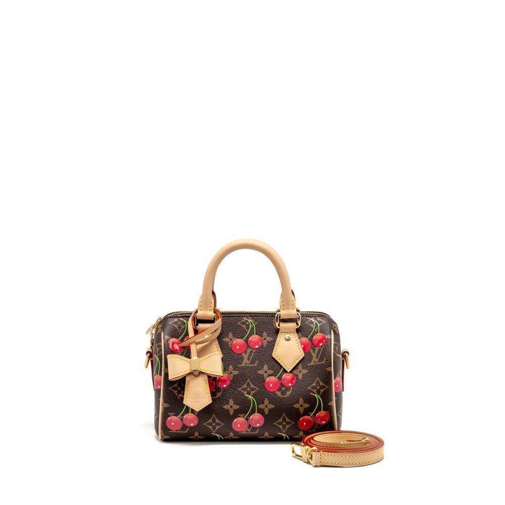 AAA Replica Louis Vuitton LV X TAKASHI MURAKAMI SPEEDY BANDOULIERE 20 MONOGRAM CHERRY COATED CANVAS MULTICOLOURED GHW