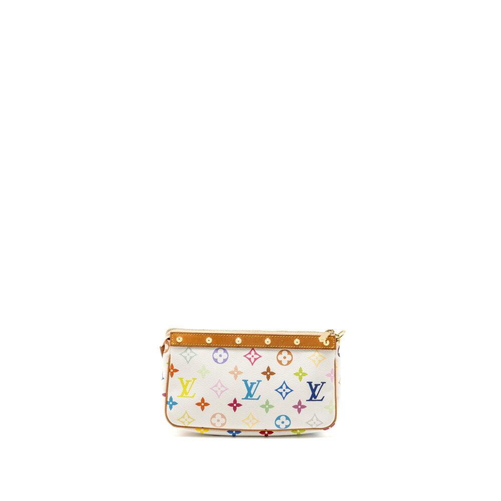 AAA Replica Louis Vuitton LV TAKASHI MURAKAMI POCHETTE ACCESSORIES MONOGRAM WHITE/MULTICOLOUR GHW