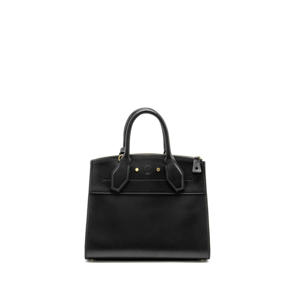 AAA Replica Louis Vuitton LV CITY STEAMER PM GRAINED CALFSKIN BLACK GHW