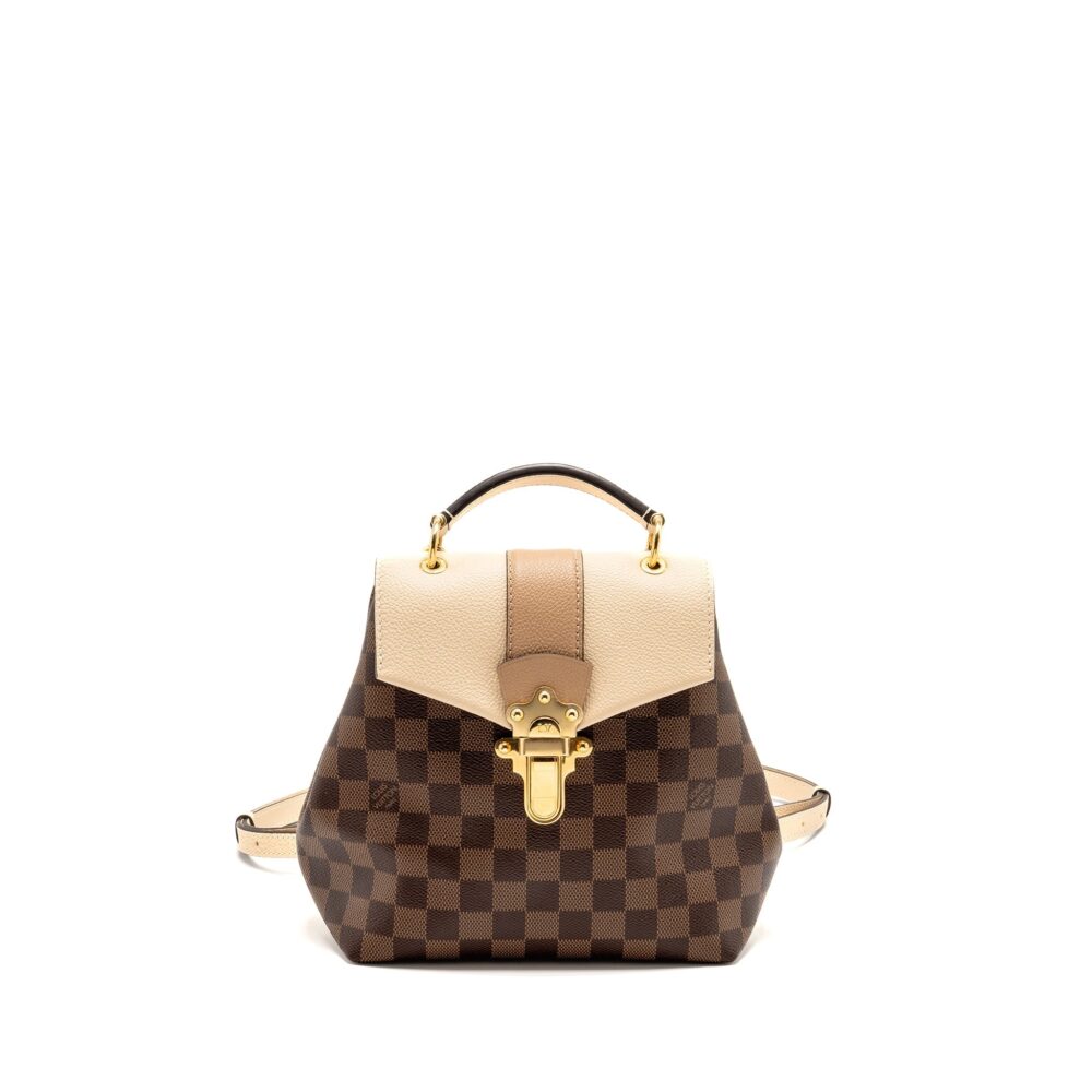 AAA Replica Louis Vuitton LV CLAPTON BACKPACK DAMIER EBENE CANVAS/LEATHER LIGHT PINK GHW