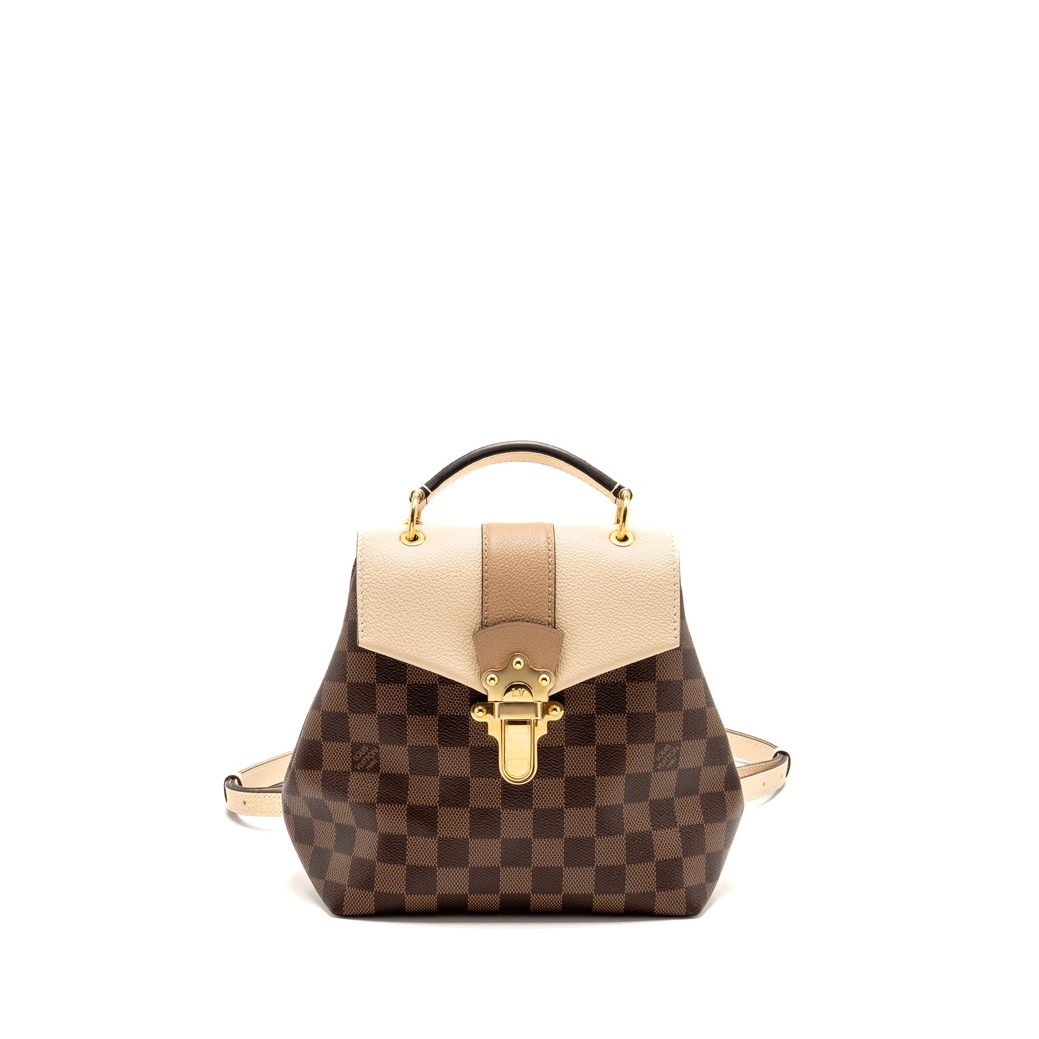 AAA Replica Louis Vuitton LV CLAPTON BACKPACK DAMIER EBENE CANVAS/LEATHER LIGHT PINK GHW