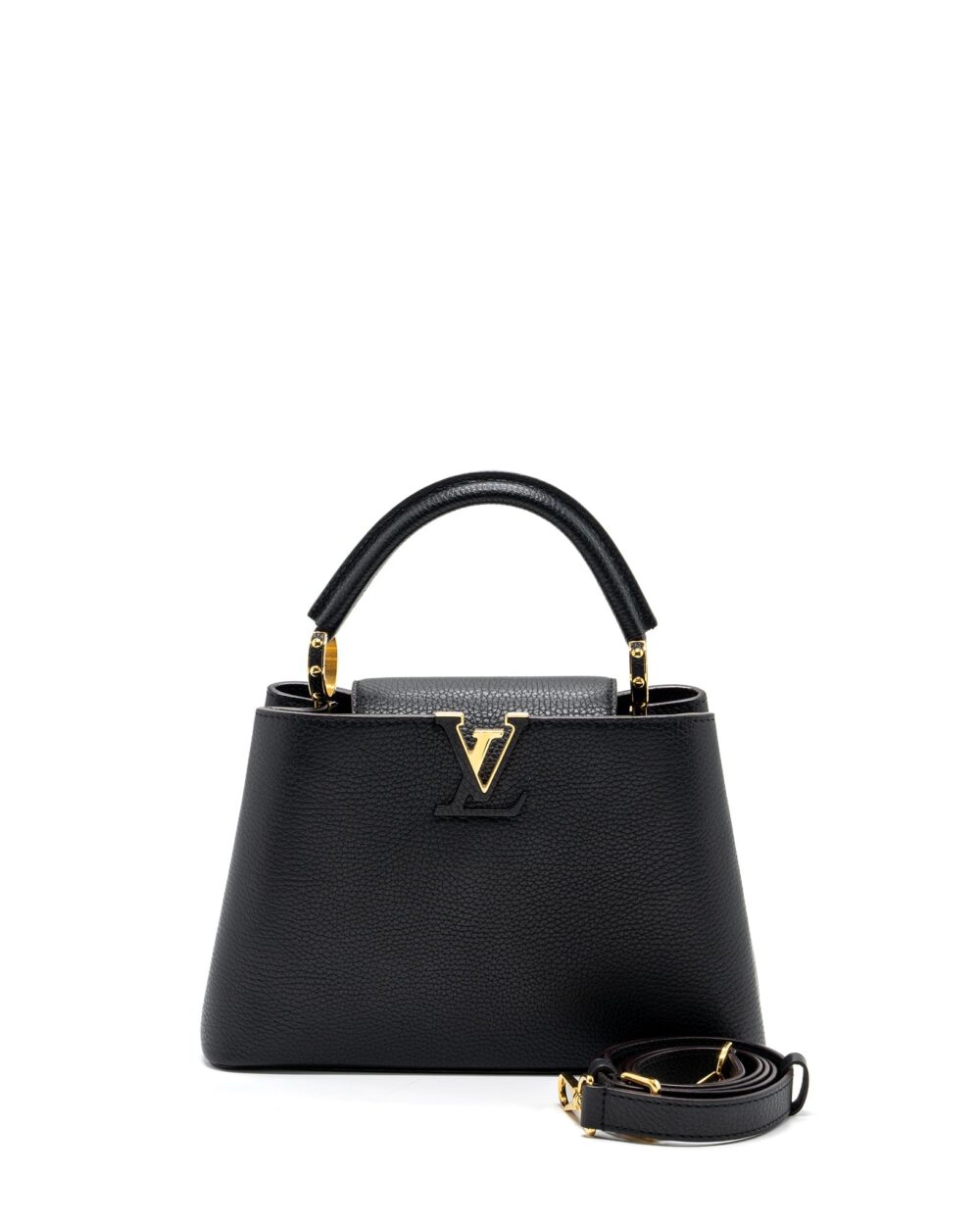 AAA Replica Louis Vuitton LV CAPUCINES BB TAURILLON BLACK / PINK GHW