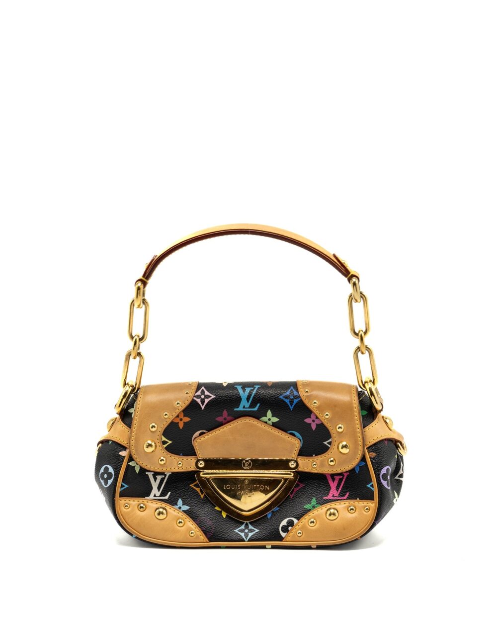 AAA Replica Louis Vuitton LV VINTAGE SHOULDER BAG BLACK/MULTICOLOUR MONOGRAM CANVAS GHW