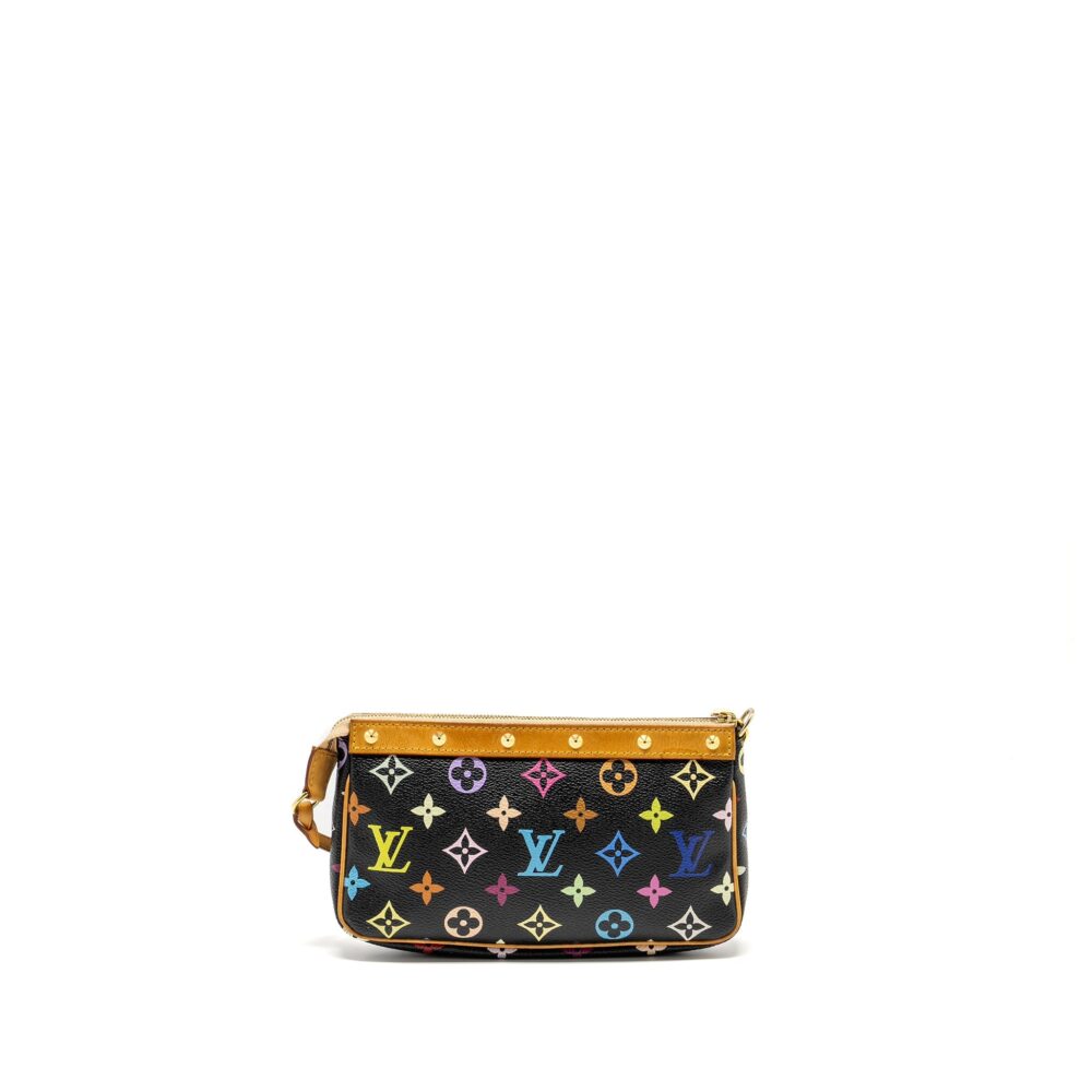 AAA Replica Louis Vuitton LV POCHETTE ACCESSORIES CANVAS BLACK MULTICOLOUR GHW