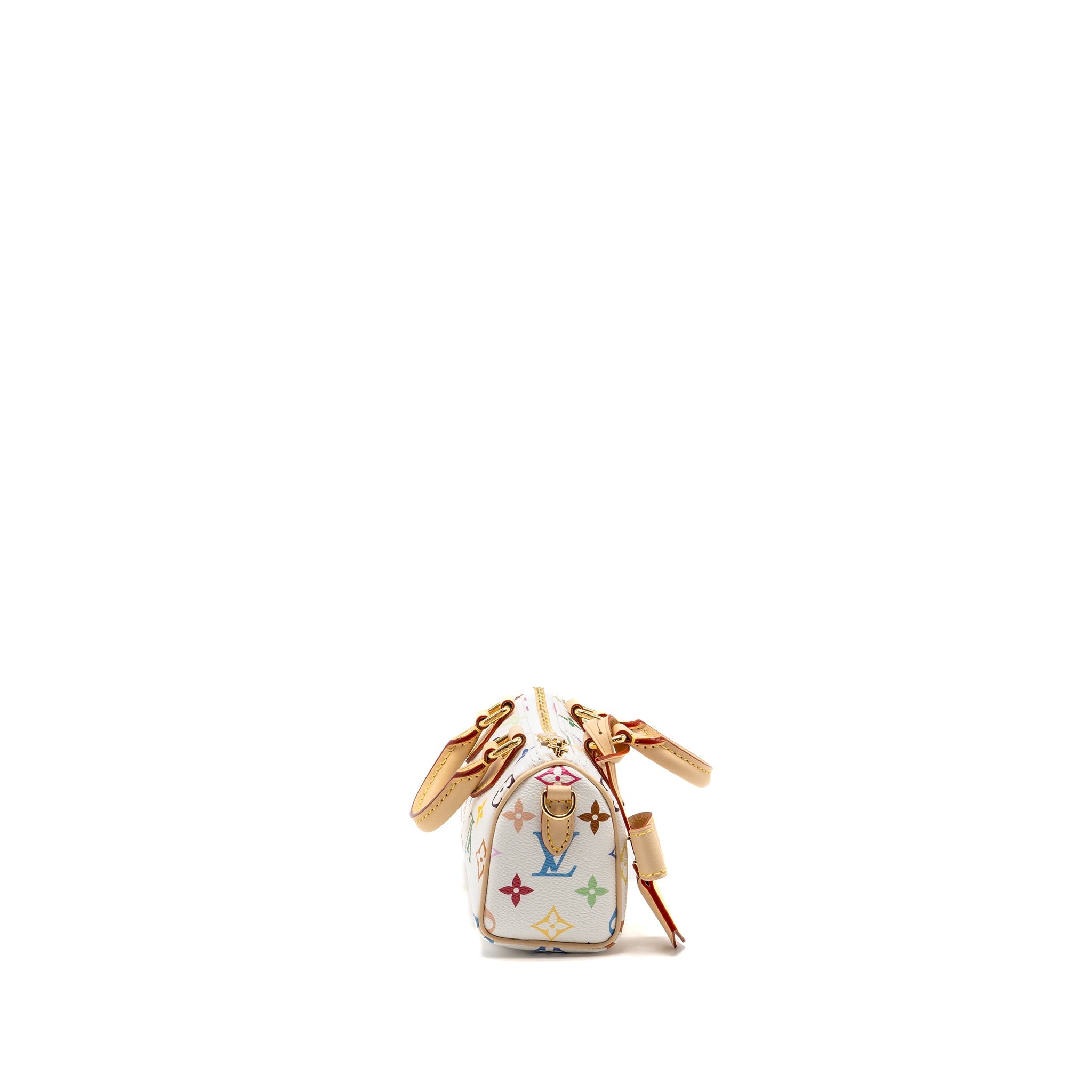 AAA Replica Louis Vuitton LV X TAKASHI MURAKAMI NANO SPEEDY MULTICOLOURED MONOGRAM CANVAS WHITE GHW