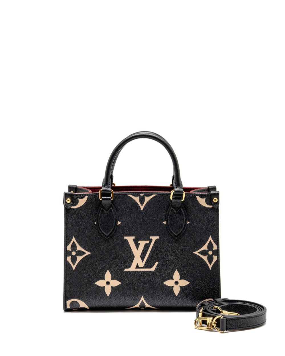 AAA Replica Louis Vuitton LV ONTHEGO BB BICOLOUR MONOGRAM EMPREINTE LEATHER BLACK/BEIGE GHW