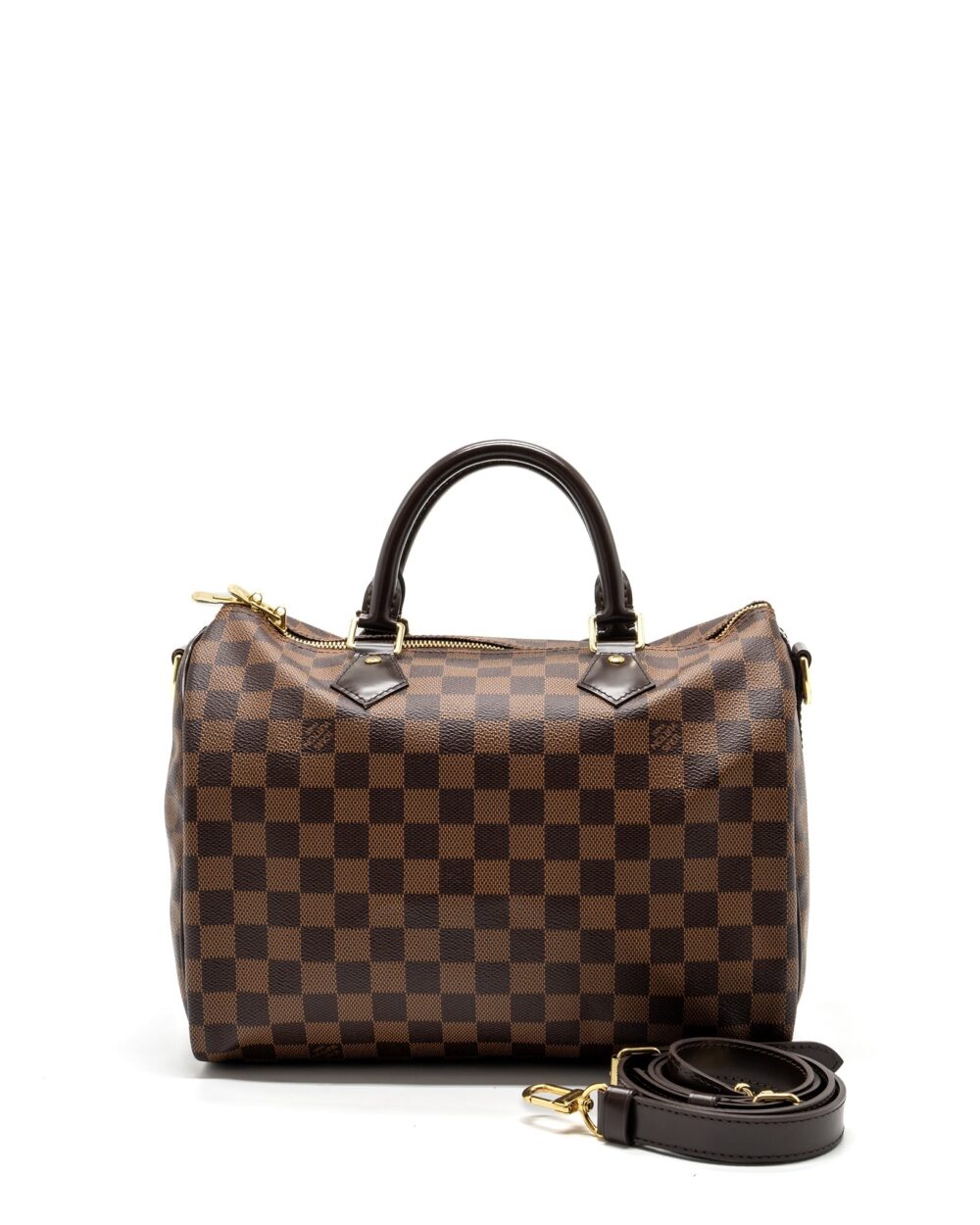 AAA Replica Louis Vuitton LV SPEEDY BANDOULIERE 30 DAMIER EBENE GHW