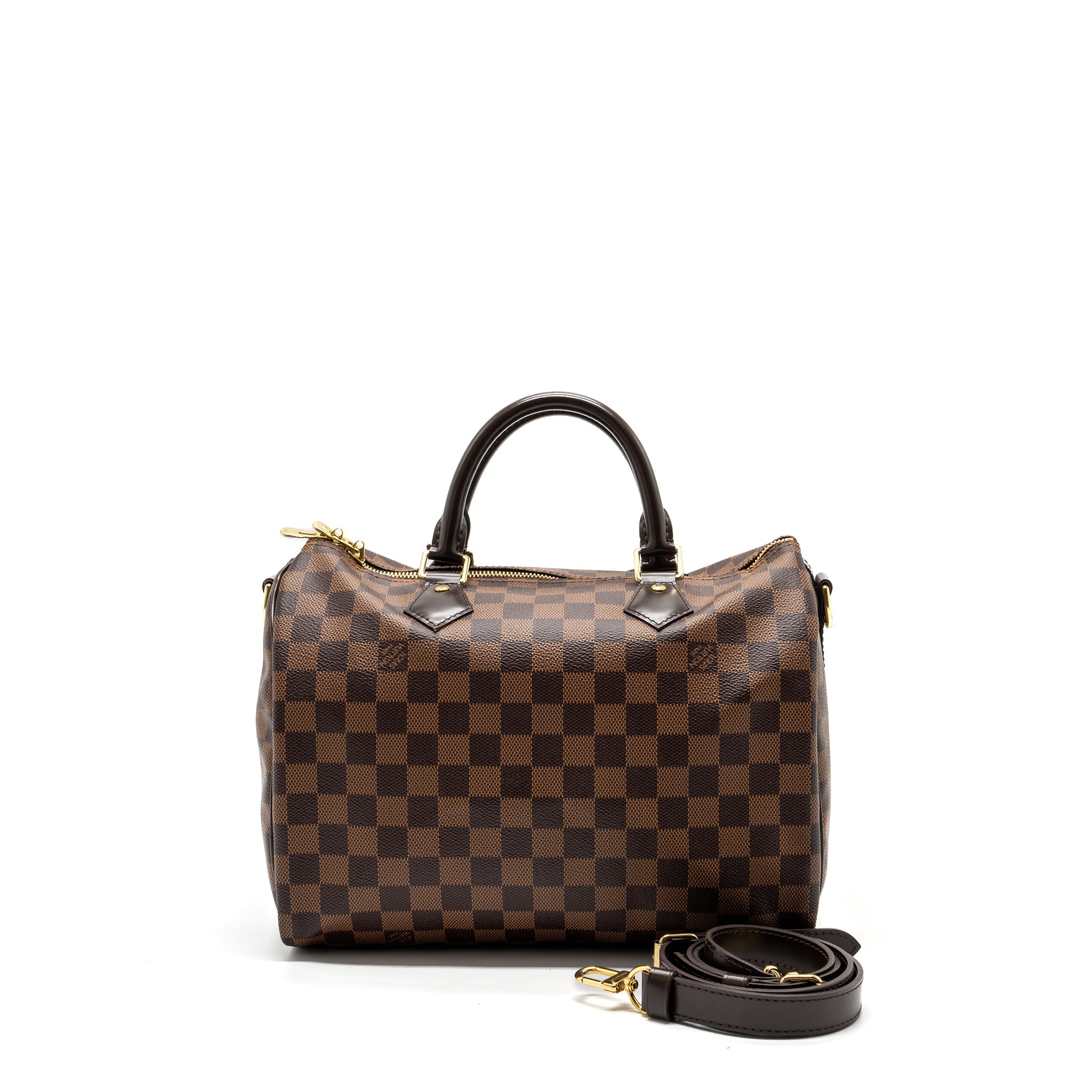AAA Replica Louis Vuitton LV SPEEDY BANDOULIERE 30 DAMIER EBENE GHW