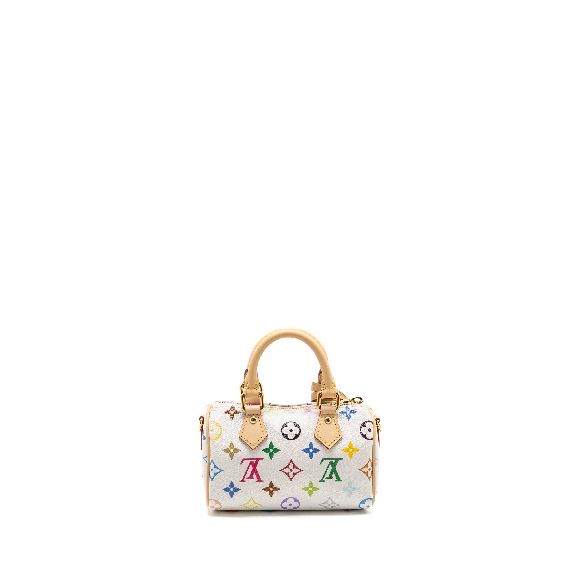 AAA Replica Louis Vuitton LV X TAKASHI MURAKAMI NANO SPEEDY MULTICOLOURED MONOGRAM CANVAS WHITE GHW