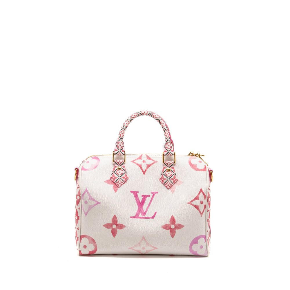 AAA Replica Louis Vuitton LV BY THE POOL SPEEDY BANDOULIERE 25 GIANT MONOGRAM CANVAS PINK/WHITE GHW