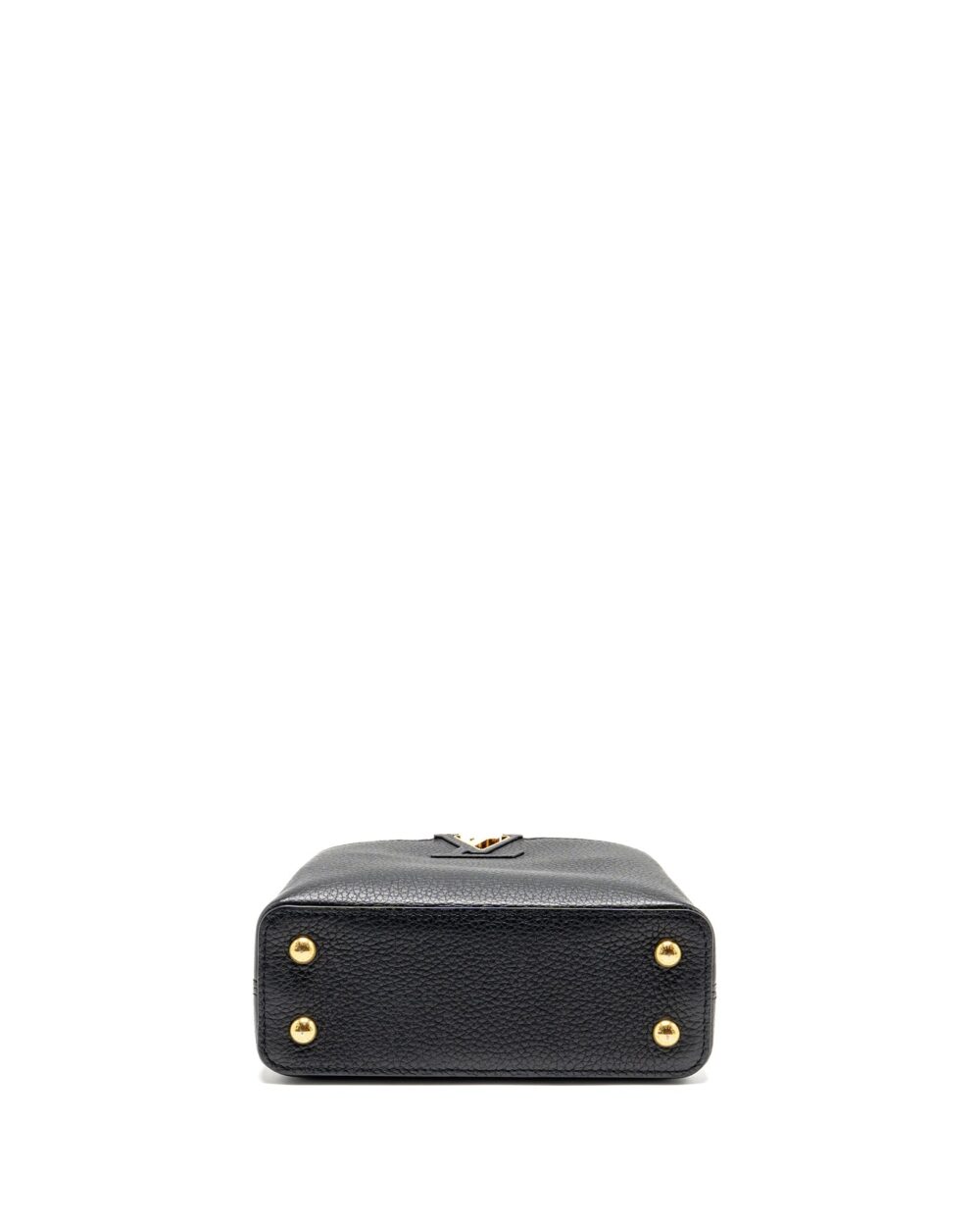AAA Replica Louis Vuitton LV CAPUCINES MINI TAURILLON BLACK GHW