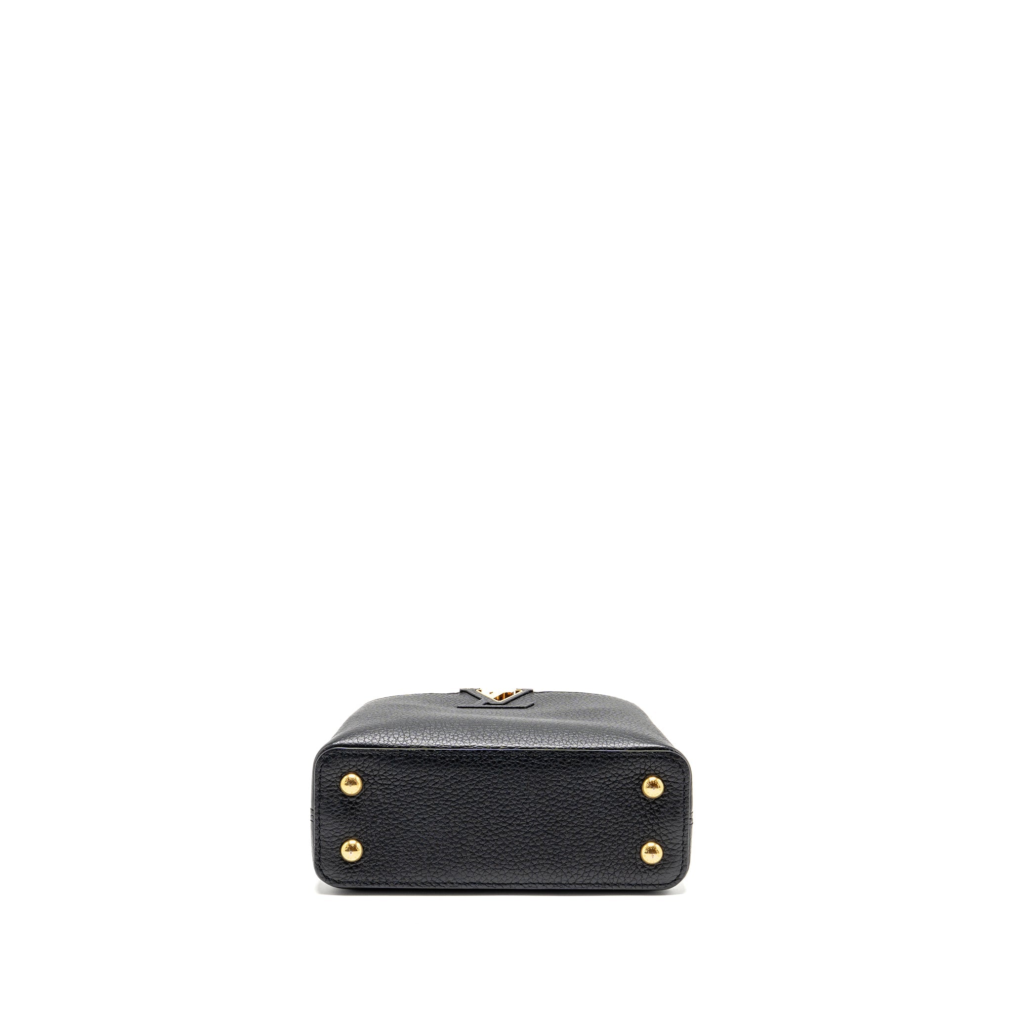 AAA Replica Louis Vuitton LV CAPUCINES MINI TAURILLON BLACK GHW