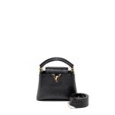 AAA Replica Louis Vuitton LV CAPUCINES MINI TAURILLON BLACK GHW