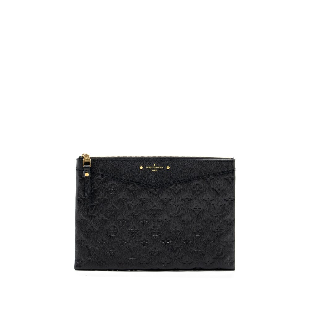 AAA Replica Louis Vuitton LV CLUTCH MONOGRAM EMPREINTE CALFSKIN BALCK GHW