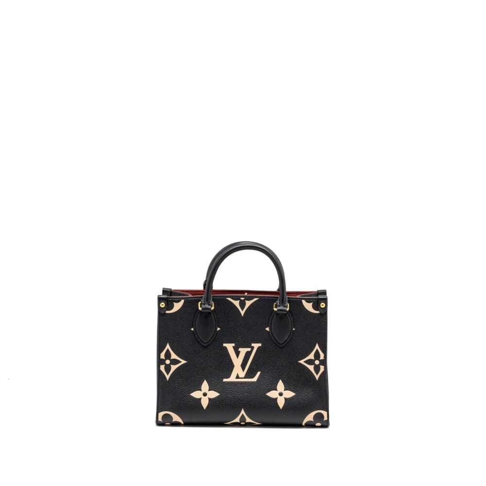 AAA Replica Louis Vuitton LV ONTHEGO PM BICOLOUR MONOGRAM EMPREINTE BLACK/BEIGE GHW