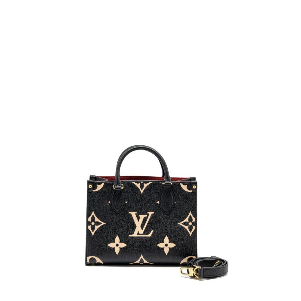 AAA Replica Louis Vuitton LV ONTHEGO PM BICOLOUR MONOGRAM EMPREINTE BLACK/BEIGE GHW
