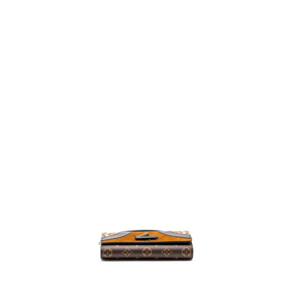 AAA Replica Louis Vuitton LV WILD AT HEART TWIST WALLET ON CHAIN CALFSKIN/MONOGRAM CANVAS MULTICOLOLUR BLACK/SLIVER HARDWARE