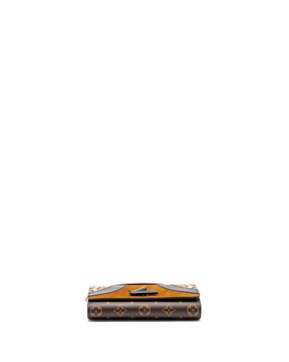 AAA Replica Louis Vuitton LV WILD AT HEART TWIST WALLET ON CHAIN CALFSKIN/MONOGRAM CANVAS MULTICOLOLUR BLACK/SLIVER HARDWARE