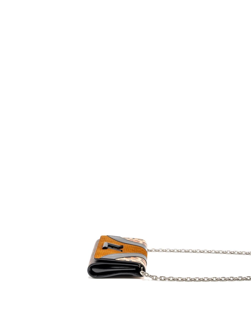 AAA Replica Louis Vuitton LV WILD AT HEART TWIST WALLET ON CHAIN CALFSKIN/MONOGRAM CANVAS MULTICOLOLUR BLACK/SLIVER HARDWARE