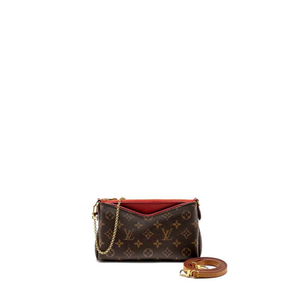 AAA Replica Louis Vuitton LV PALLAS CLUTCH MONOGRAM 2 WAY SHOULDER BAG MONOGRAM CANVAS/LEATHER CERISE GHW