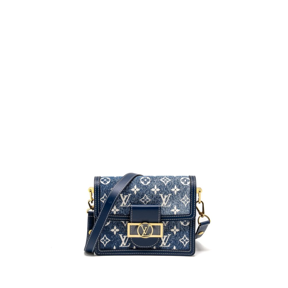 AAA Replica Louis Vuitton LV MINI DAUPHINE DENIM BLUE GHW