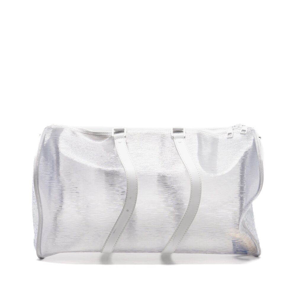 AAA Replica Louis Vuitton LV WAVY KEEPALL 50 EPI PLAGE WHITE