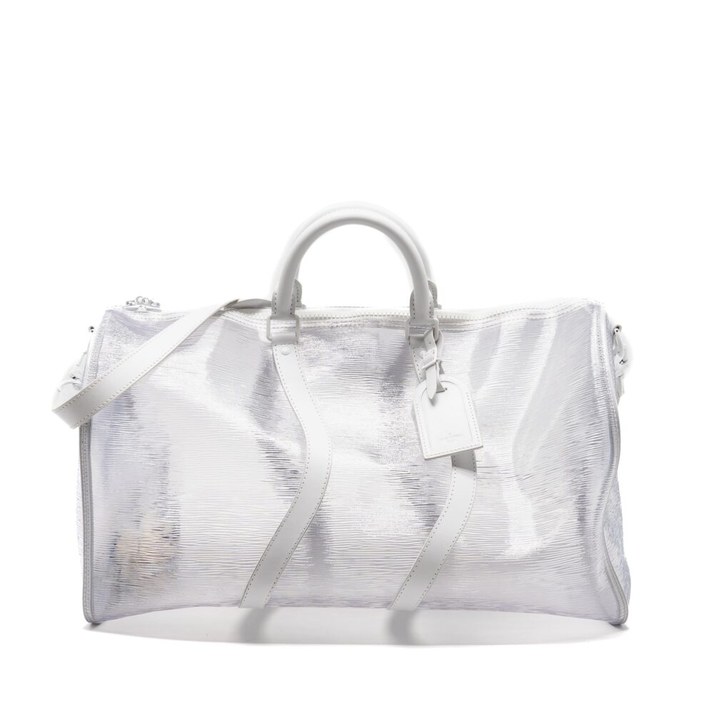 AAA Replica Louis Vuitton LV WAVY KEEPALL 50 EPI PLAGE WHITE