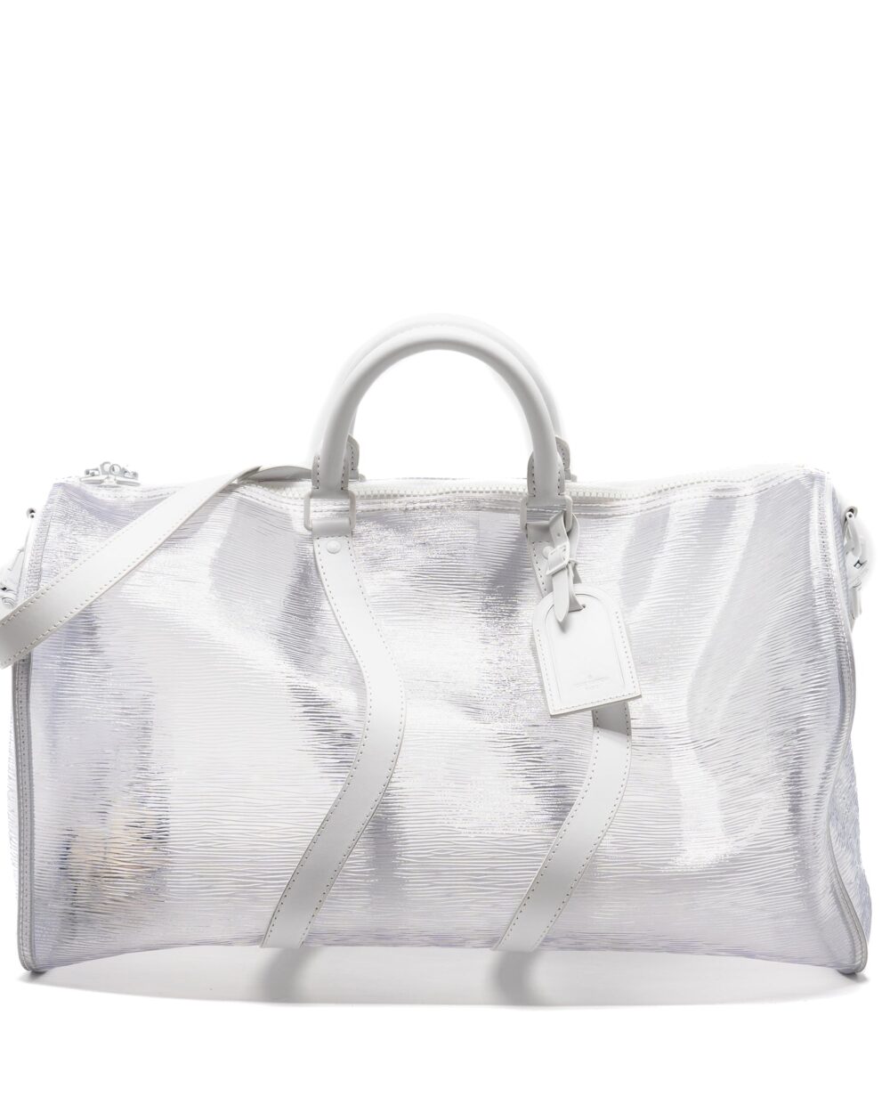 AAA Replica Louis Vuitton LV WAVY KEEPALL 50 EPI PLAGE WHITE