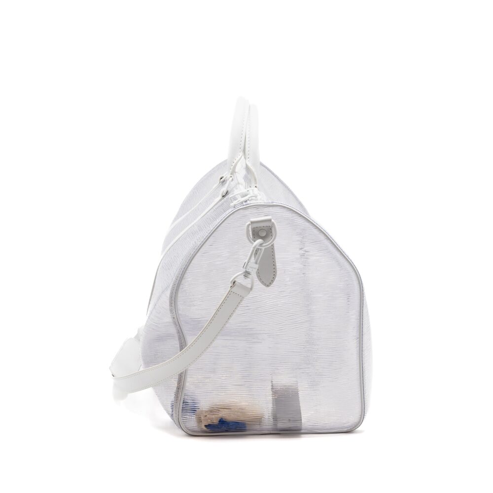 AAA Replica Louis Vuitton LV WAVY KEEPALL 50 EPI PLAGE WHITE