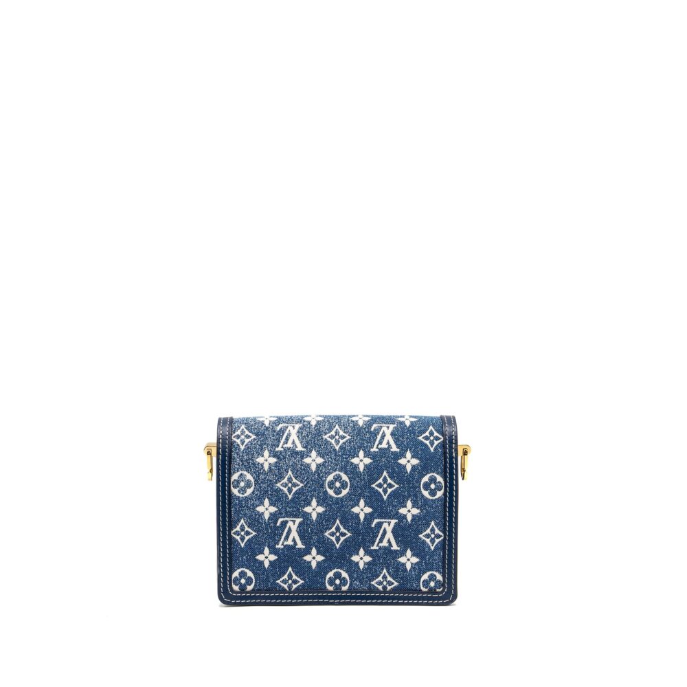 AAA Replica Louis Vuitton LV MINI DAUPHINE DENIM BLUE GHW